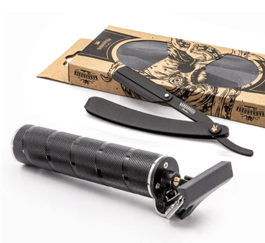 Black Skeleton T Blade Trimmer + Cut Throat Razor Shaving Set* - Barbarossa Brothers
