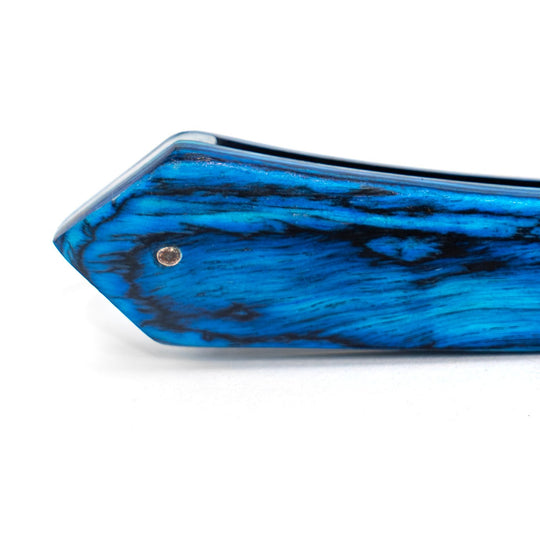 The Alexandria Cut Throat Razor - Wooden - Blue with Silver Blade Holder - Barbarossa Brothers