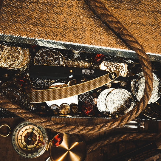 Cut Throat Razor - The Jolly Roger - 24k Gold Plated - Barbarossa Brothers