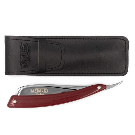 Japanese Kamisori Cut Throat Razor - Foldable - in Fire Red - Barbarossa Brothers