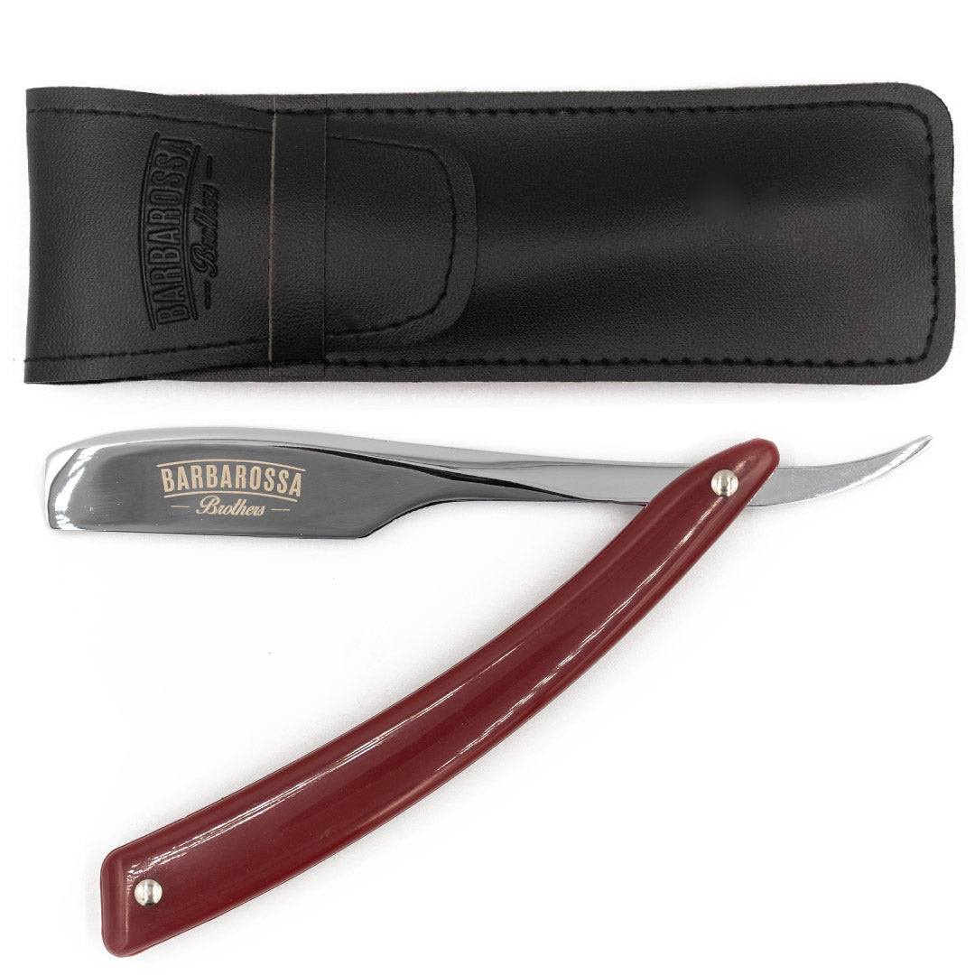 Japanese Kamisori Cut Throat Razor - Foldable - in Fire Red - Barbarossa Brothers