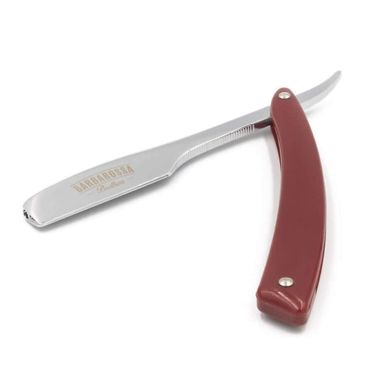 Japanese Kamisori Cut Throat Razor - Foldable - in Fire Red - Barbarossa Brothers