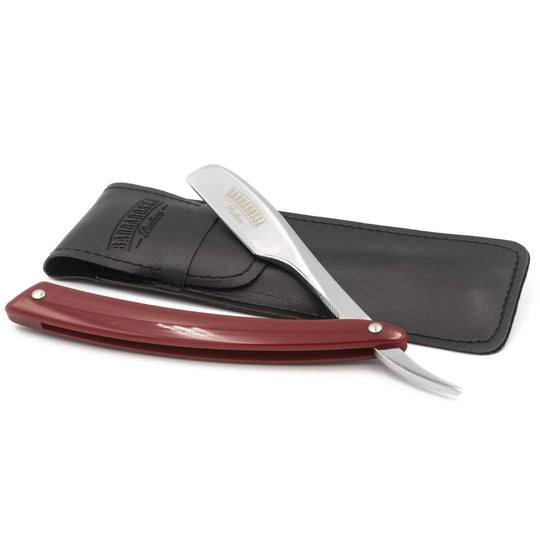 Japanese Kamisori Cut Throat Razor - Foldable - in Fire Red - Barbarossa Brothers