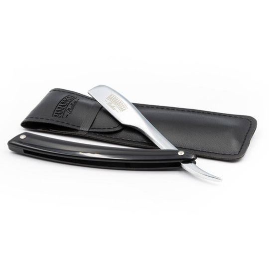 Japanese Kamisori Cut Throat Razor - Foldable - in Jet Black - Barbarossa Brothers