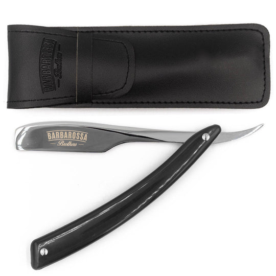 Japanese Kamisori Cut Throat Razor - Foldable - in Jet Black - Barbarossa Brothers