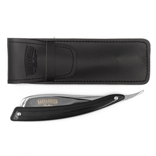 Japanese Kamisori Cut Throat Razor - Foldable - in Jet Black - Barbarossa Brothers