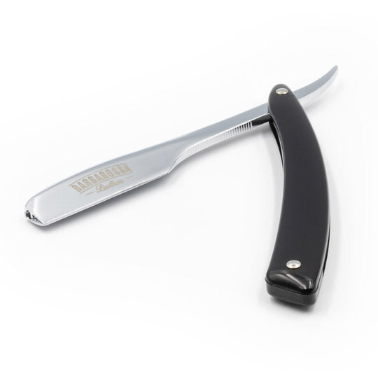 Japanese Kamisori Cut Throat Razor - Foldable - in Jet Black - Barbarossa Brothers