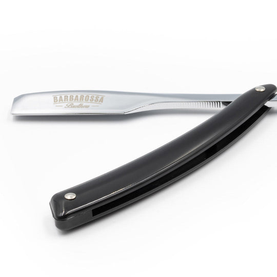Japanese Kamisori Cut Throat Razor - Foldable - in Jet Black - Barbarossa Brothers