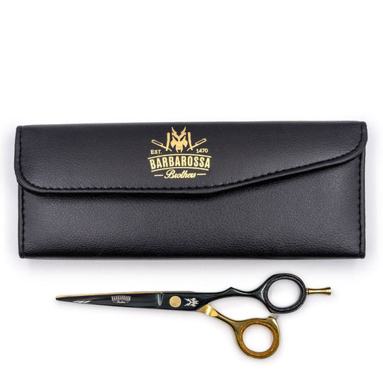 Japanese Steel 6" Cutting Scissors - Matt Black & 24k Gold Plated - Barbarossa Brothers