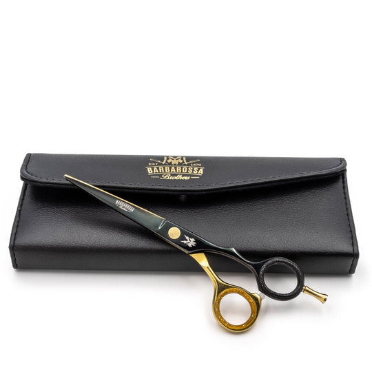 Japanese Steel 6" Cutting Scissors - Matt Black & 24k Gold Plated - Barbarossa Brothers