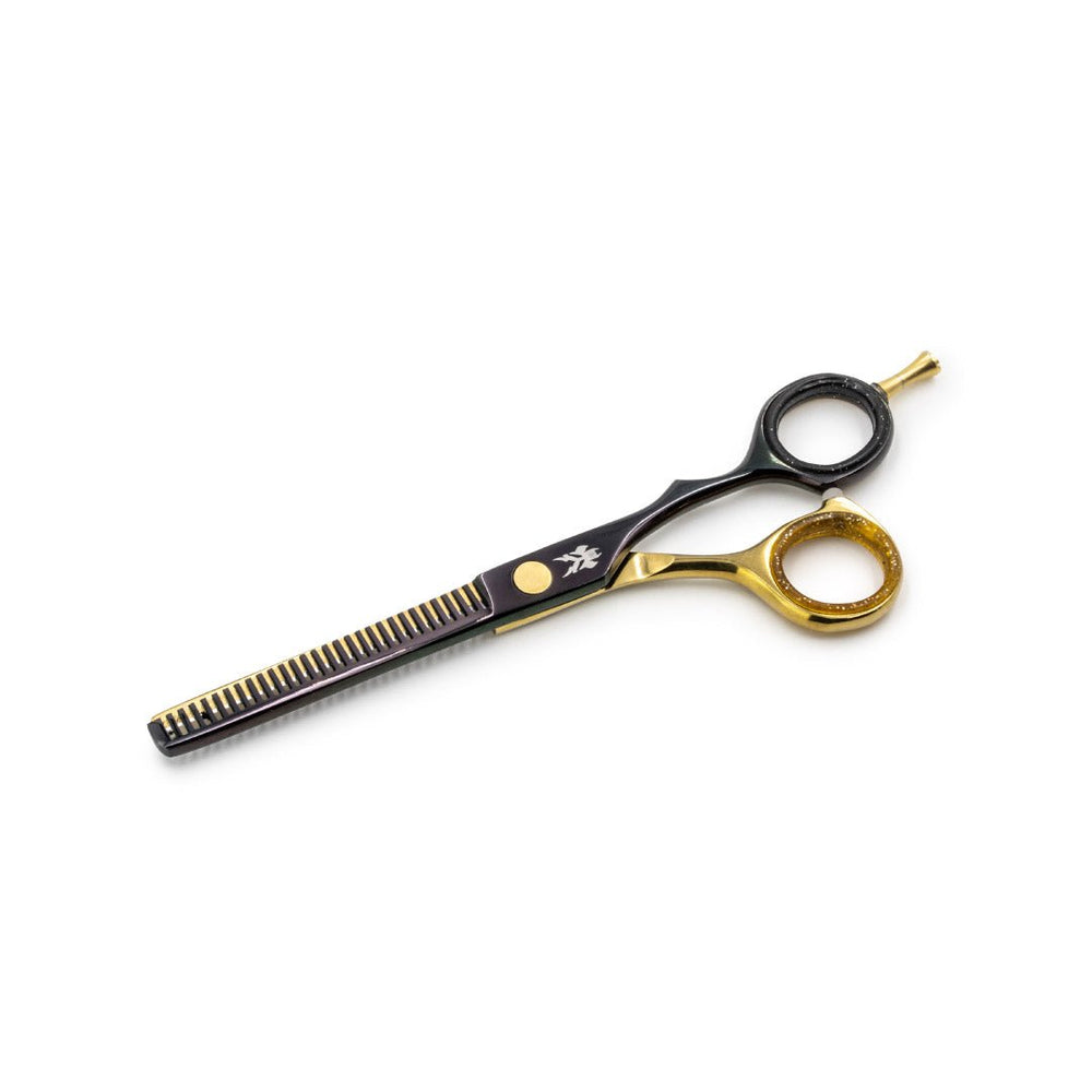 Japanese Steel 6" Thinning Scissors - Matt Black & 24k Gold Plated - Barbarossa Brothers