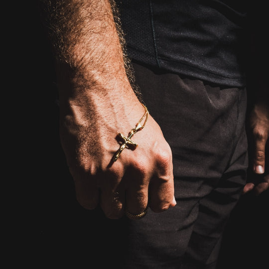 Men's Crucifix Pendant and Necklace - Gold Plated - Barbarossa Brothers