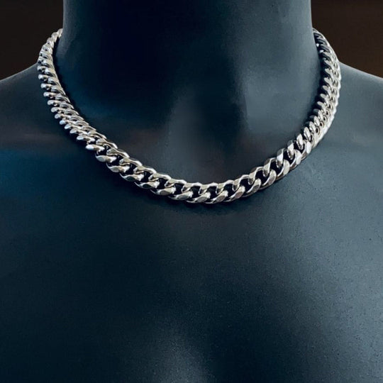 Men's Cuban Chain Necklace - 1.05cm x 50cm - Silver Plated - Barbarossa Brothers