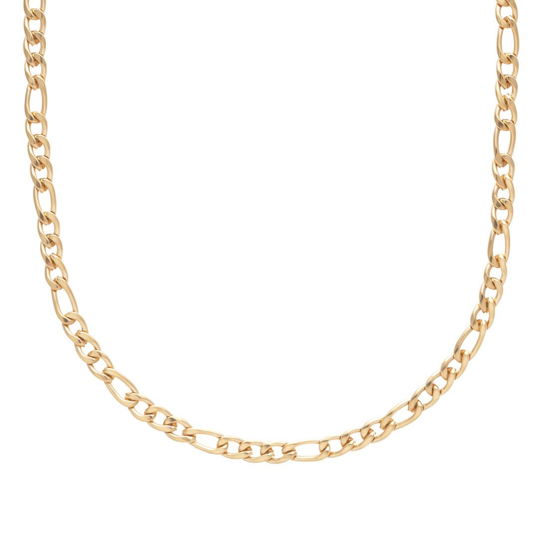 Men's Gold Plated Figaro Chain Necklace - 0.5cm x 50cm - Barbarossa Brothers