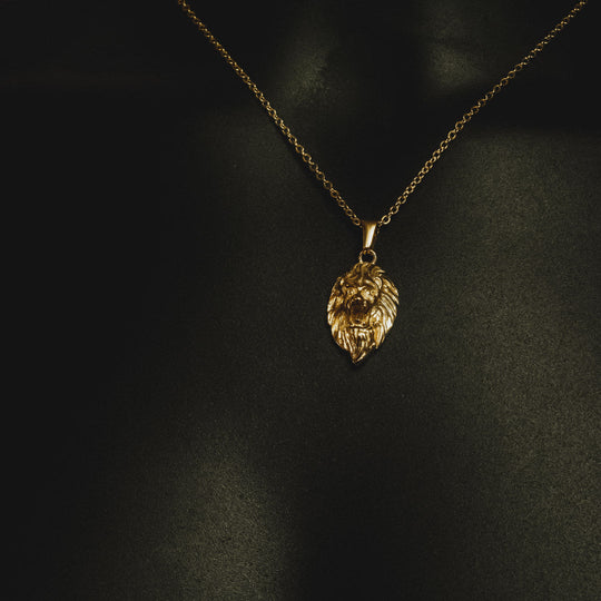 Men's Lion Pendant and Necklace - Gold Plated - Barbarossa Brothers