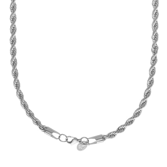 Men's Rope Chain Necklace - 0.5cm x 50cm - Silver Plated - Barbarossa Brothers