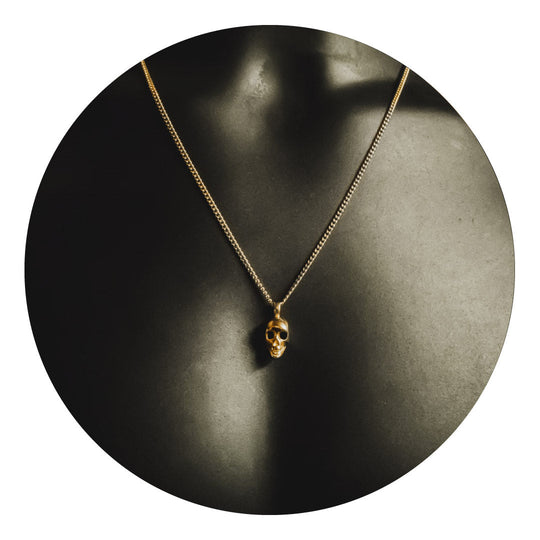 Men's Skull Pendant and Necklace - Gold Plated - Barbarossa Brothers