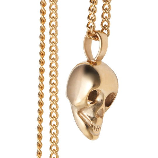 Men's Skull Pendant and Necklace - Gold Plated - Barbarossa Brothers