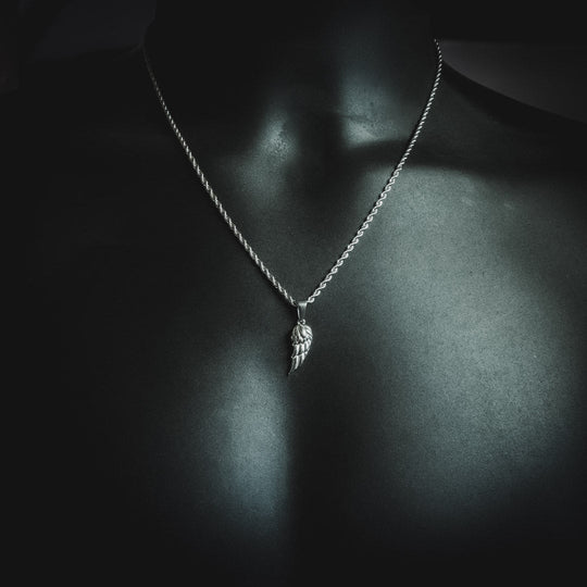 Men's Wing Pendant and Necklace - Silver Plated - Barbarossa Brothers