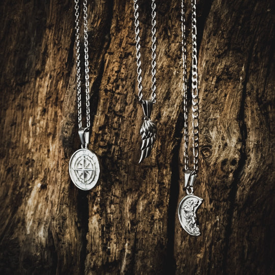 Men's Wing Pendant and Necklace - Silver Plated - Barbarossa Brothers