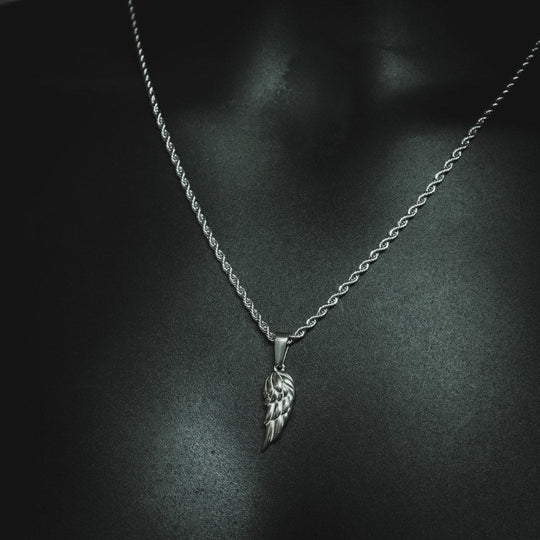Men's Wing Pendant and Necklace - Silver Plated - Barbarossa Brothers