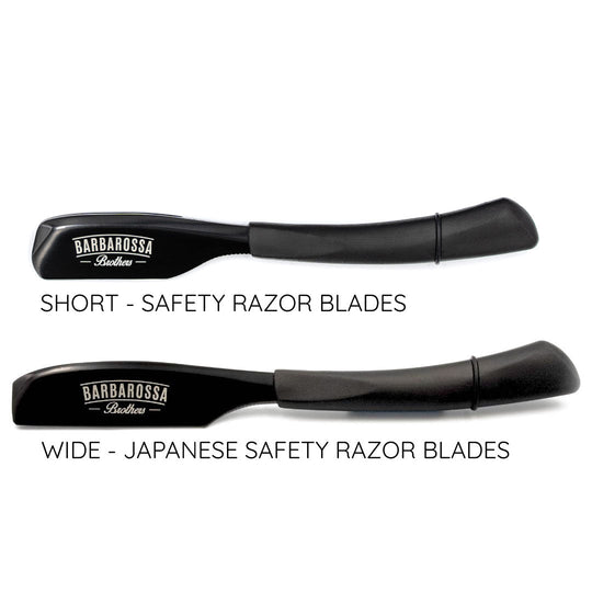 Short Japanese Kamisori Cut Throat Razor in Matt Black (Compatible with Safety Razor Blades) - Barbarossa Brothers