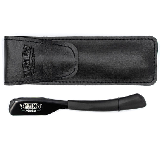 Short Japanese Kamisori Cut Throat Razor in Matt Black (Compatible with Safety Razor Blades) - Barbarossa Brothers