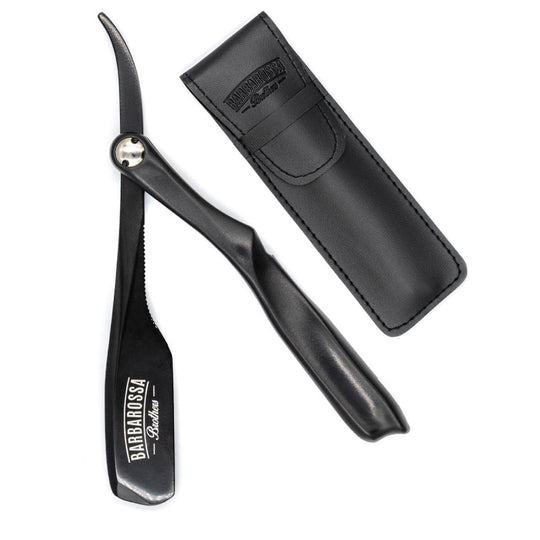 The Ninja Japanese Kamisori Cut Throat Razor - Foldable - Matt Black (Compatible with Safety Razor Blades) - Barbarossa Brothers