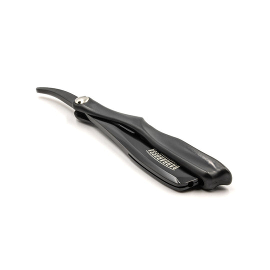 The Ninja Japanese Kamisori Cut Throat Razor - Foldable - Matt Black (Compatible with Safety Razor Blades) - Barbarossa Brothers