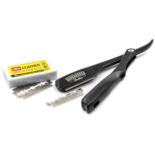 The Ninja Japanese Kamisori Cut Throat Razor - Foldable - Matt Black (Compatible with Safety Razor Blades) - Barbarossa Brothers