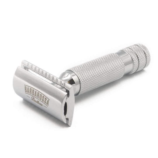 The Ottoman Stubby Double Edge Safety Razor - Polished Chrome Stainless Steel - Single Edge Shaving Razor in Polished Chrome - Barbarossa Brothers