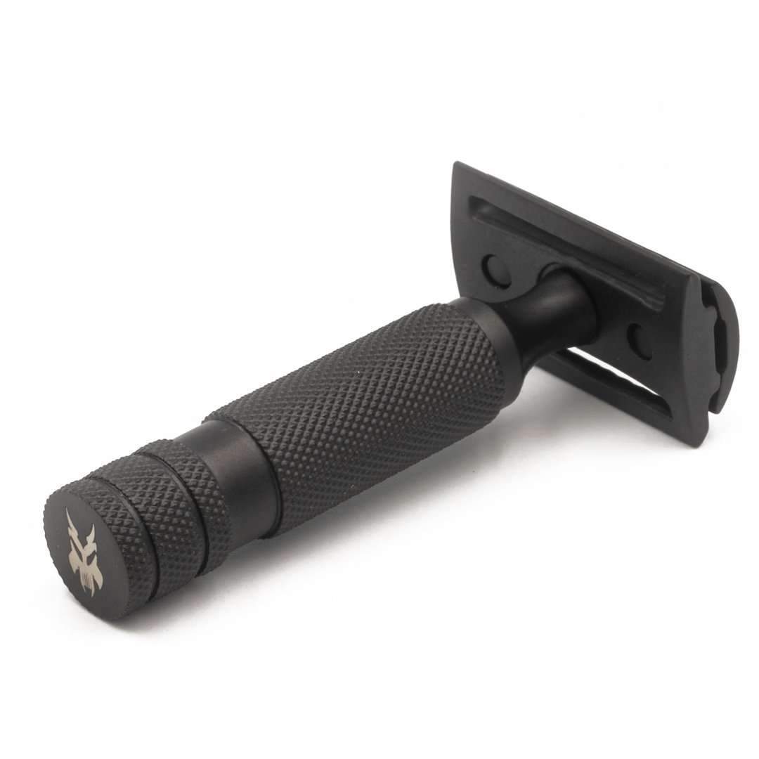 The Ottoman Stubby Double Edge Safety Razor - Stainless Steel - Single Blade Razor in Matt Black - Barbarossa Brothers