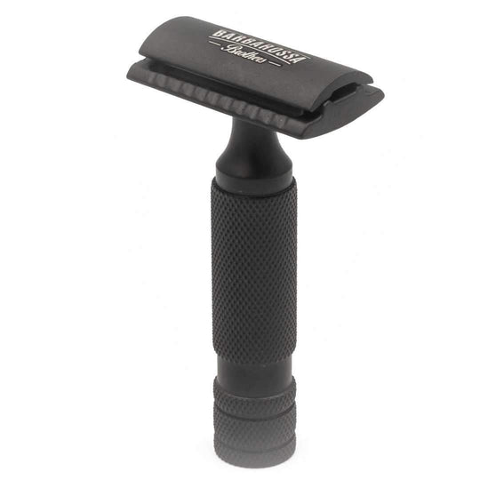 The Ottoman Stubby Double Edge Safety Razor - Stainless Steel - Single Blade Razor in Matt Black - Barbarossa Brothers