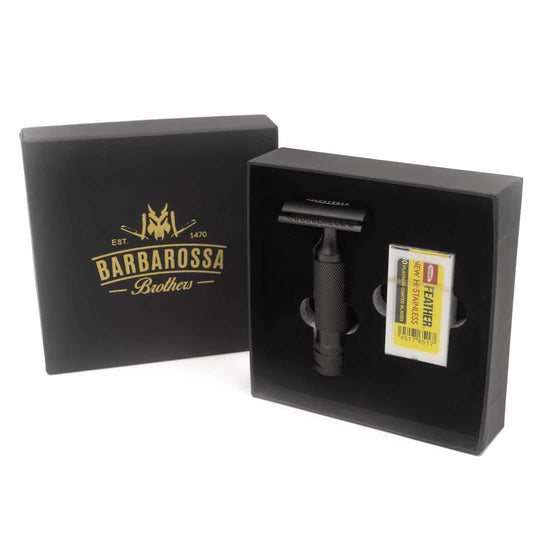 The Ottoman Stubby Double Edge Safety Razor - Stainless Steel - Single Blade Razor in Matt Black - Barbarossa Brothers