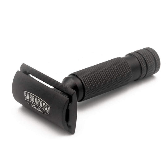 The Ottoman Stubby Double Edge Safety Razor - Stainless Steel - Single Blade Razor in Matt Black - Barbarossa Brothers