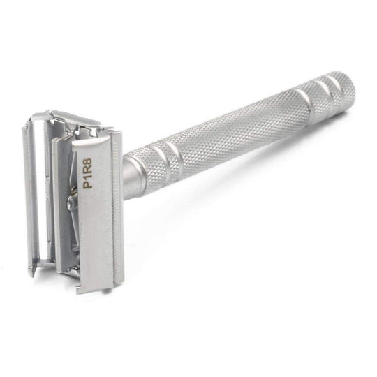 The P1R8 Double Edge Safety Razor in Chrome - Butterly Single Blade Shaving Razor - Barbarossa Brothers