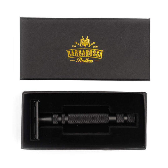 The P1R8 Double Edge Safety Razor in Matt Black - Butterly Single Blade Shaving Razor - Barbarossa Brothers