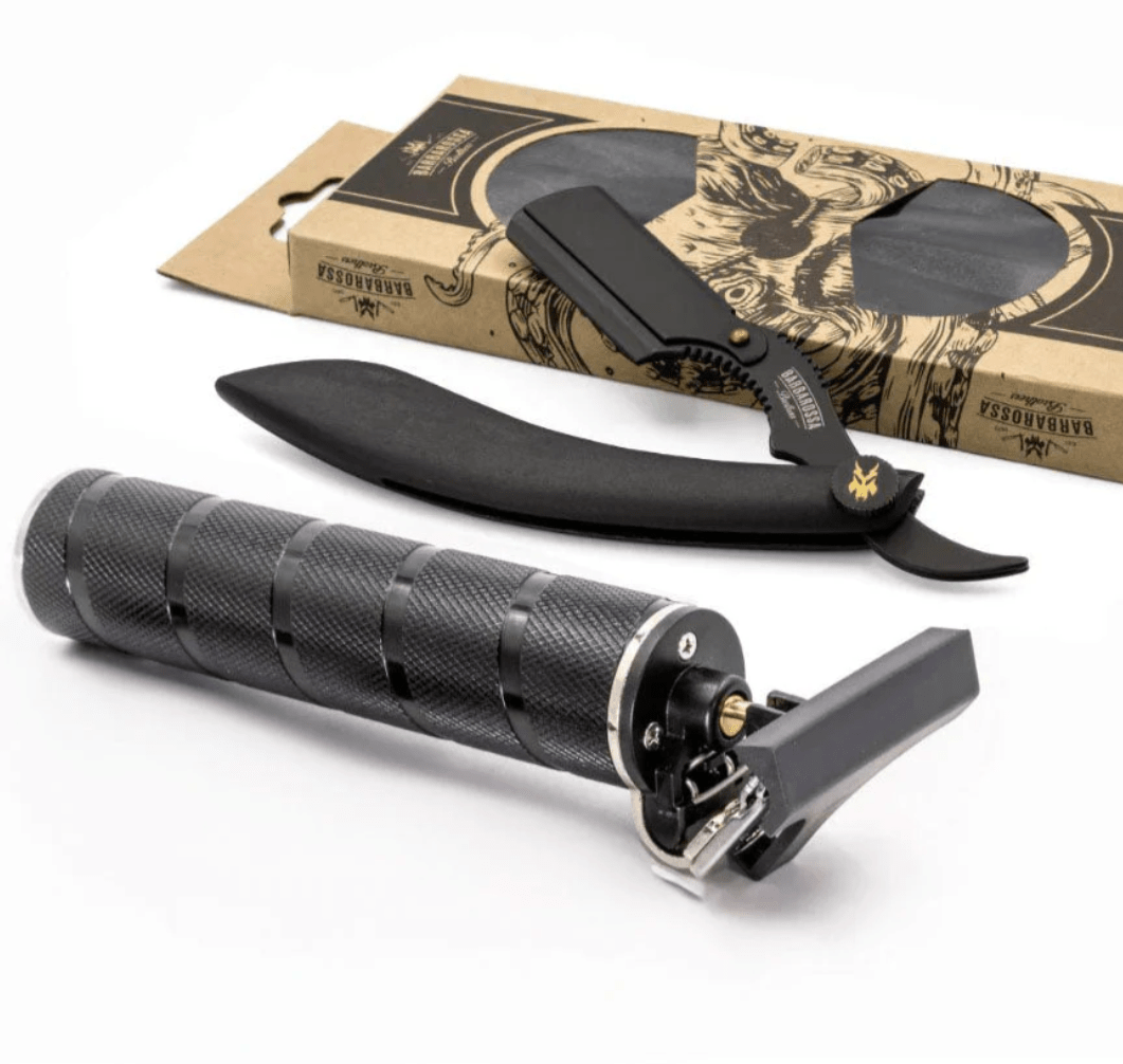 Battle Brothers Razor Black Skeleton T Blade Trimmer + Cut Throat Razor Shaving Set ...