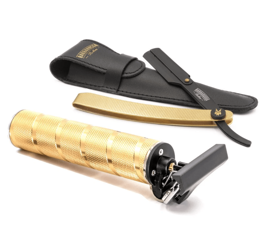 Gold Skeleton T Blade Trimmer + Cut Throat Razor Shaving Set* - Barbarossa Brothers