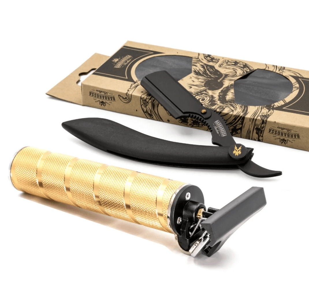 Gold Skeleton T Blade Trimmer + Cut Throat Razor Shaving Set* - Barbarossa Brothers