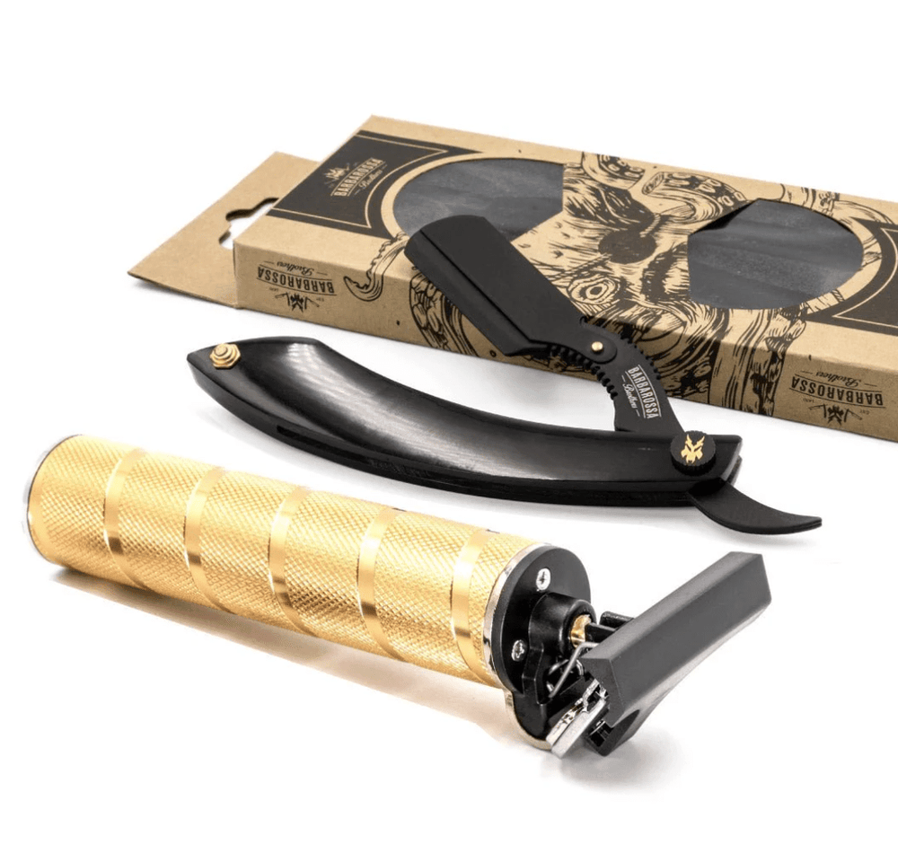 Gold Skeleton T Blade Trimmer + Cut Throat Razor Shaving Set* - Barbarossa Brothers