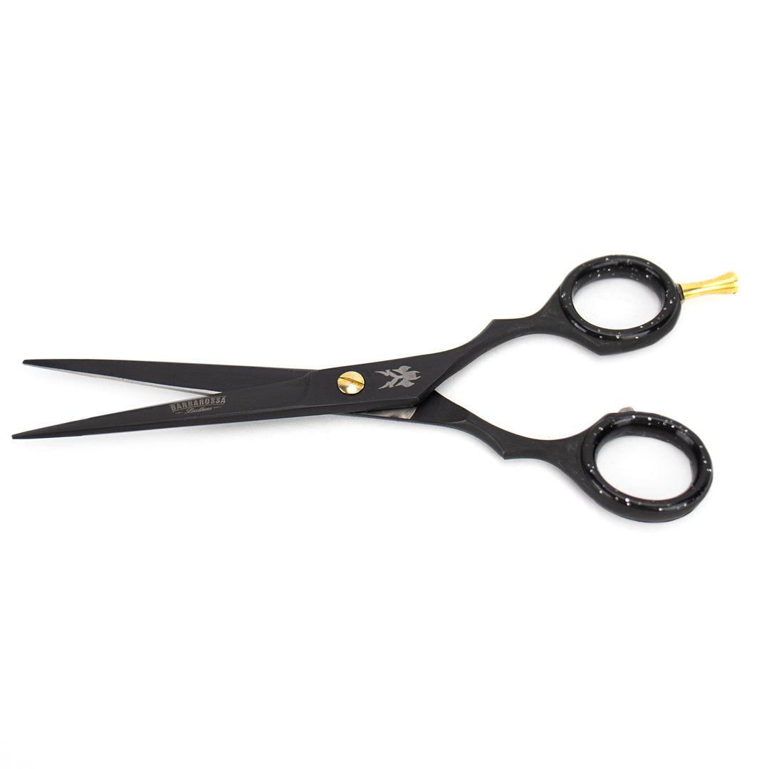 Japanese Steel 6" Matt Black & 24k Gold Cutting Scissors - Barbarossa Brothers