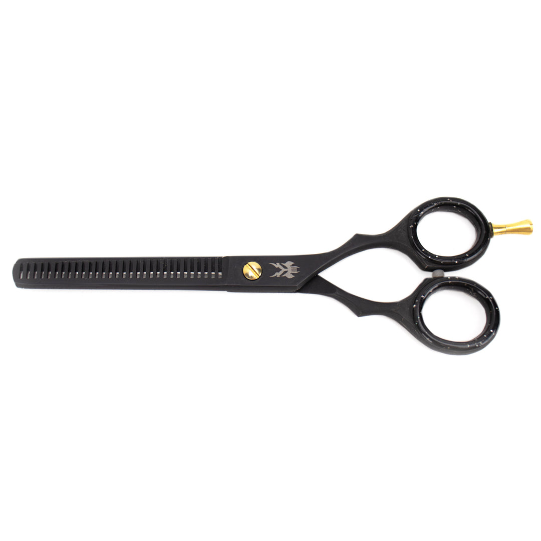 Japanese Steel 6" Matt Black & 24k Gold Thinning Scissors - Barbarossa Brothers