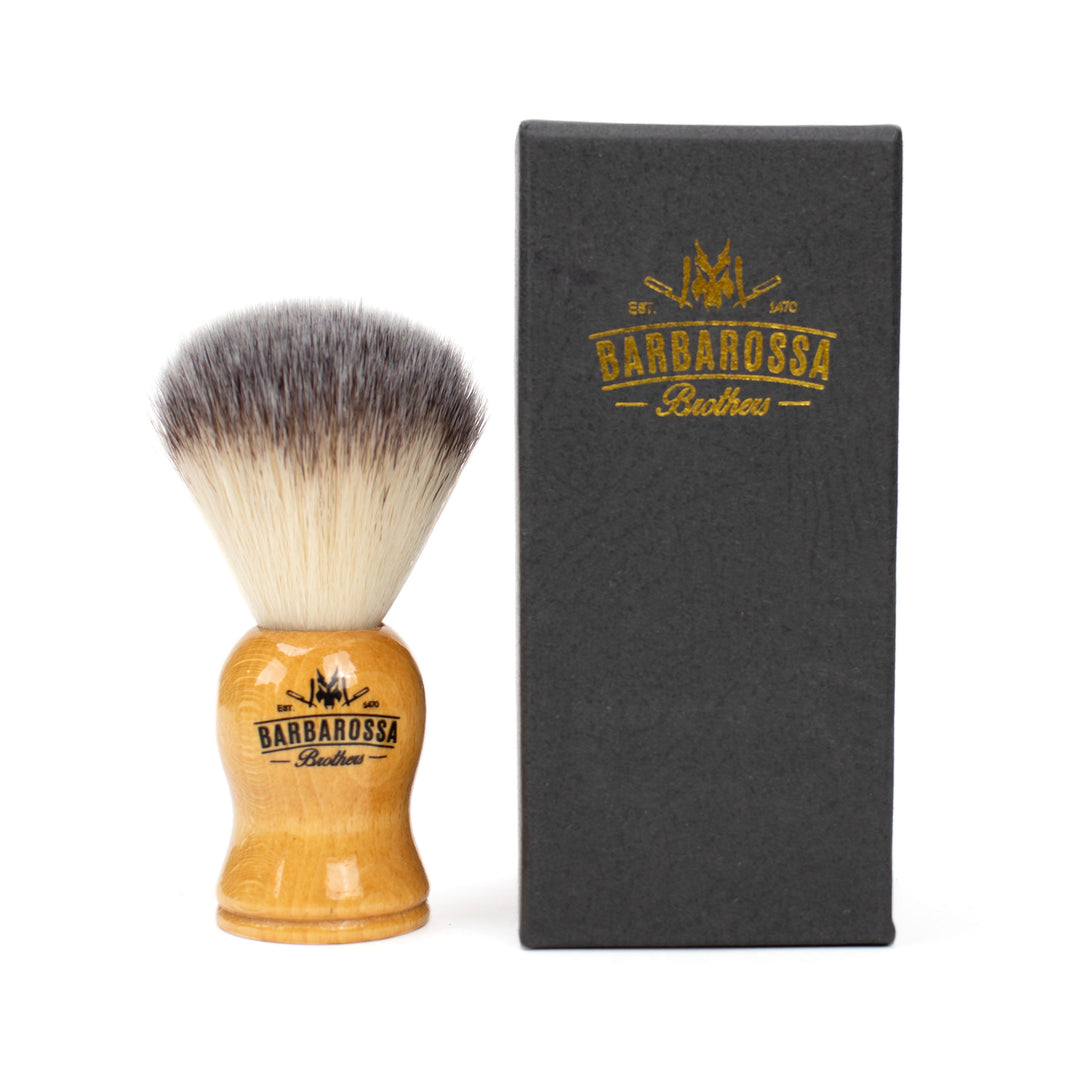 Wooden Synthetic Silvertip Shaving Brush in Brown - Barbarossa Brothers