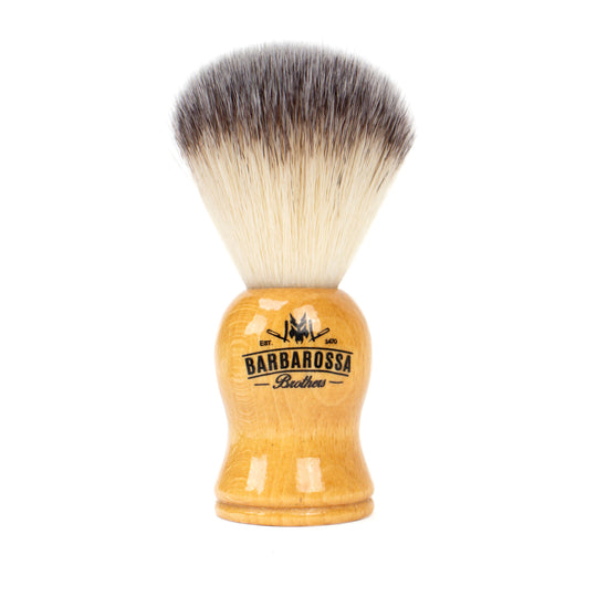 Wooden Synthetic Silvertip Shaving Brush in Brown - Barbarossa Brothers