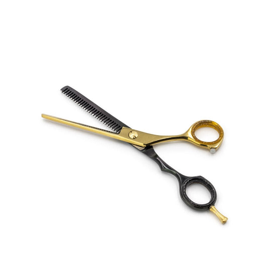 Japanese Steel 6" Thinning Scissors - Matt Black & 24k Gold Plated - Barbarossa Brothers