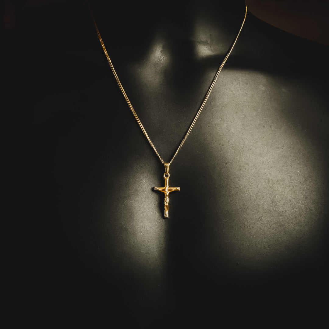 Men's Crucifix Pendant and Necklace - Gold Plated - Barbarossa Brothers