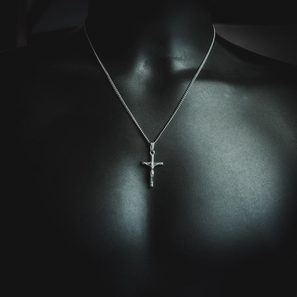 Men's Crucifix Pendant and Necklace - Silver Plated - Barbarossa Brothers