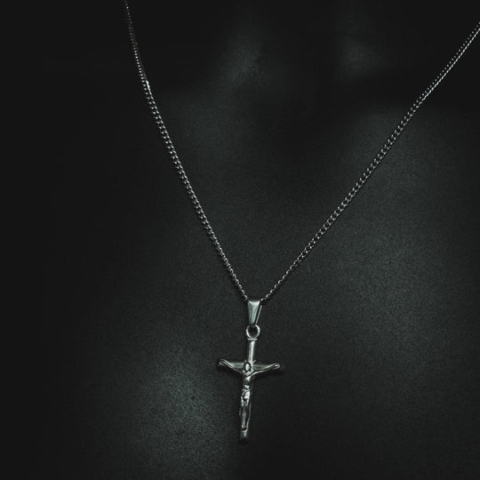 Men's Crucifix Pendant and Necklace - Silver Plated - Barbarossa Brothers