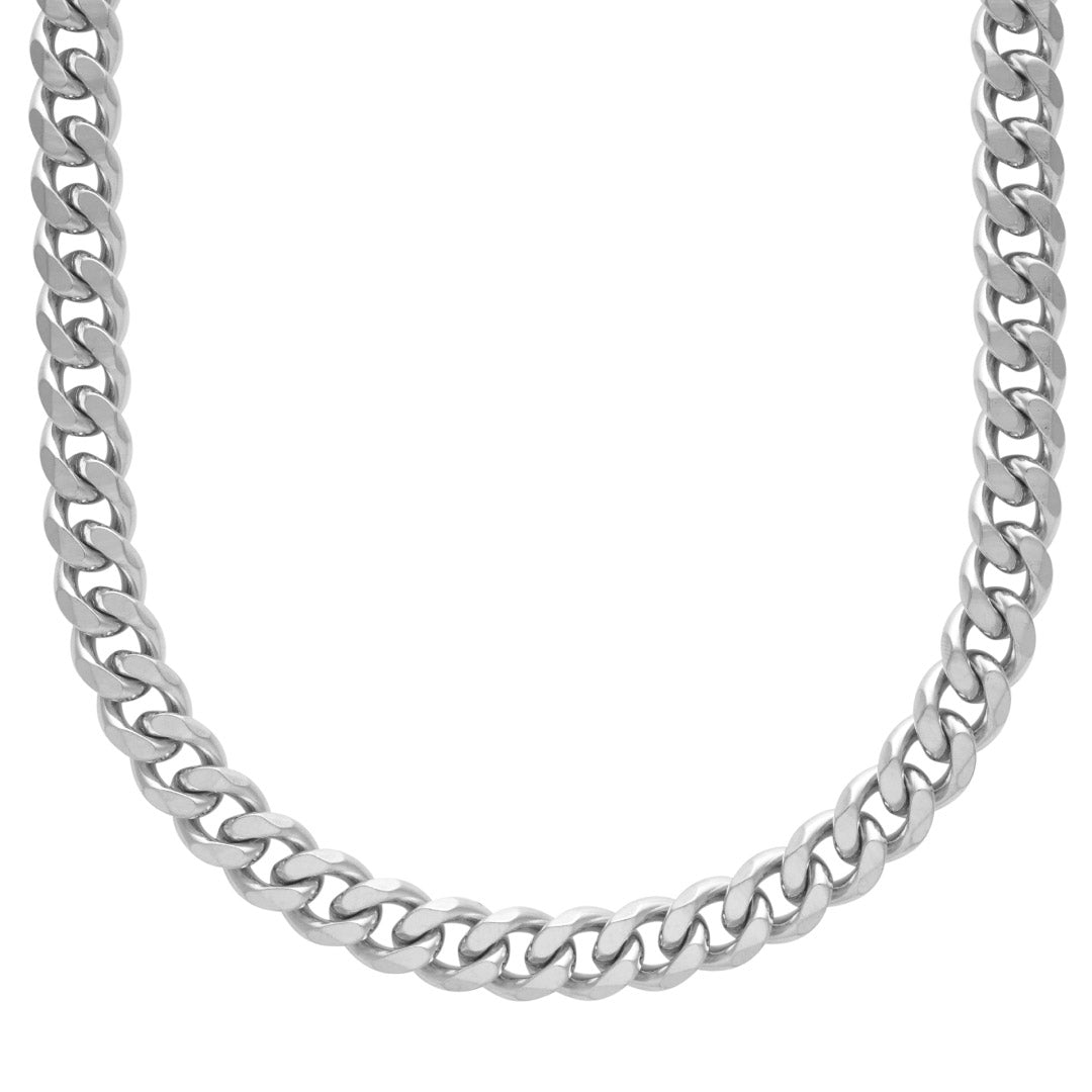 Men's Cuban Chain Necklace - 1.05cm x 50cm - Silver Plated - Barbarossa Brothers